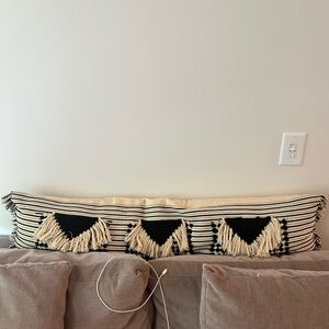 Boho Striped Black and Cream Decorative Pillow